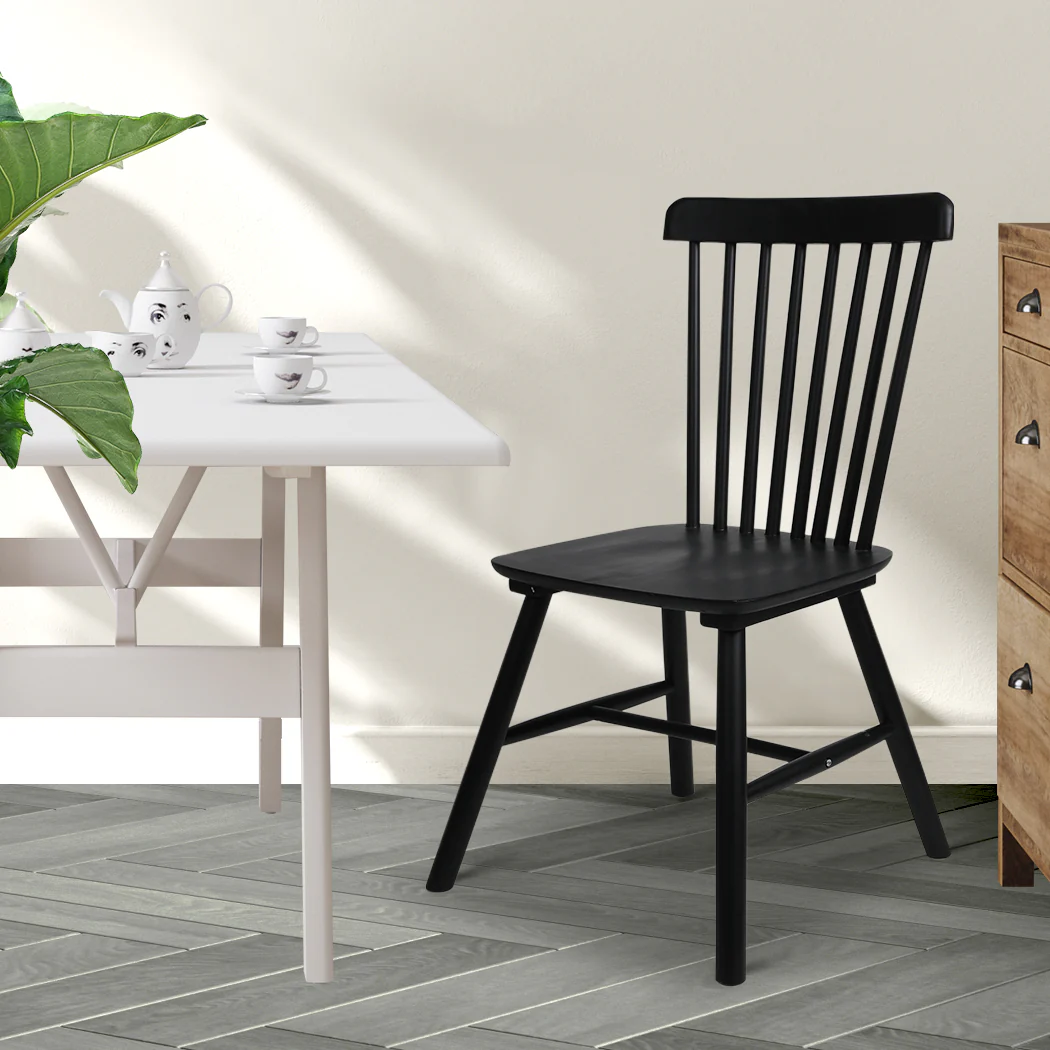 Levede 6x Dining Chairs Kitchen Winsor Black - Image 6