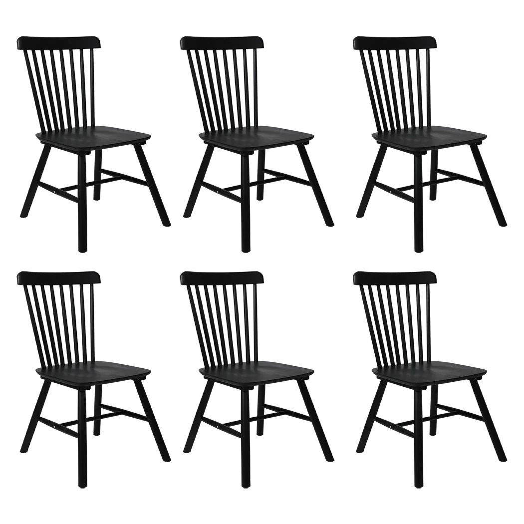 Levede 6x Dining Chairs Kitchen Winsor Black - Image 9