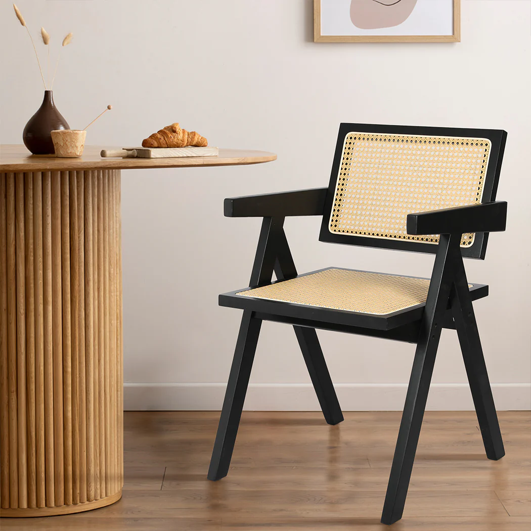 Levede 8x Black Wicker Armchair Dining Chair - Image 6
