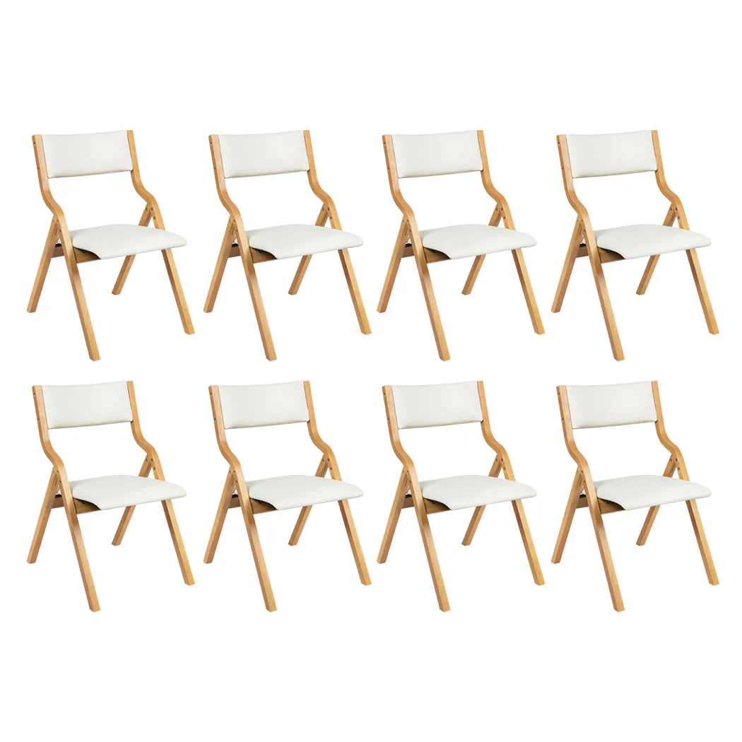 Levede 8x Dining Chairs Foldable PU Beige - Image 9