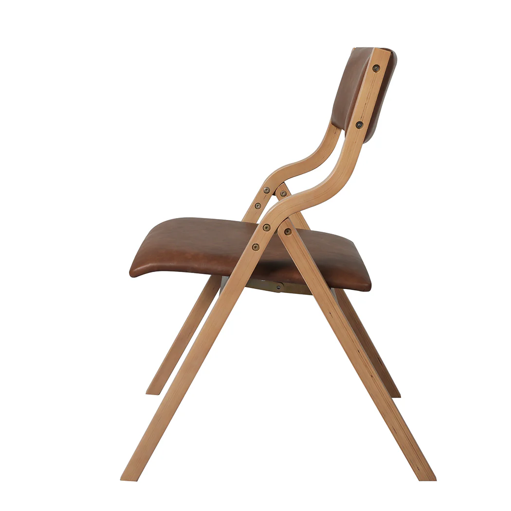 Levede 8x Dining Chairs Foldable PU Tan - Image 4