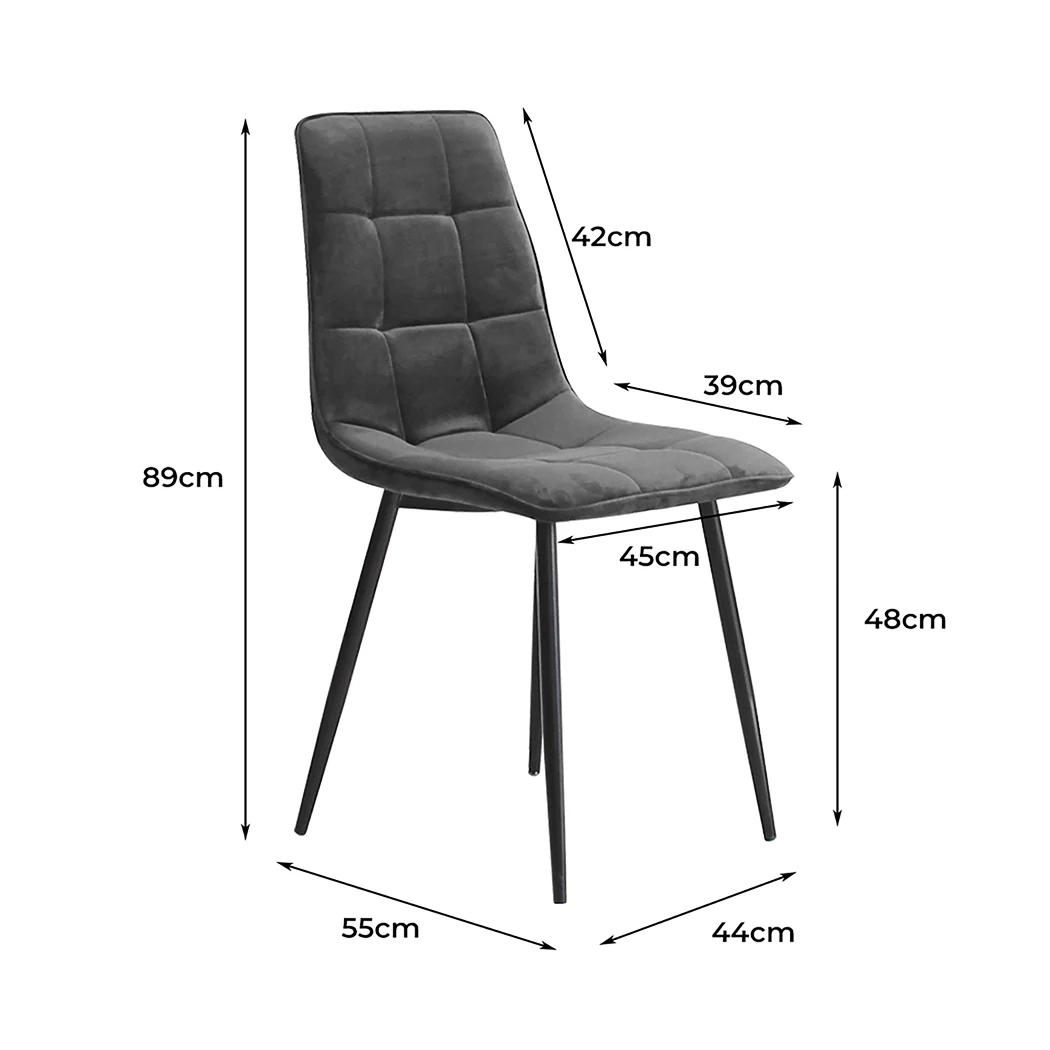 Levede 8x Dining Chairs Kitchen Velvet Grey - Image 2