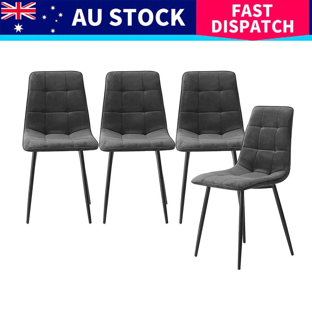 Levede 8x Dining Chairs Kitchen Velvet Grey - Image 8
