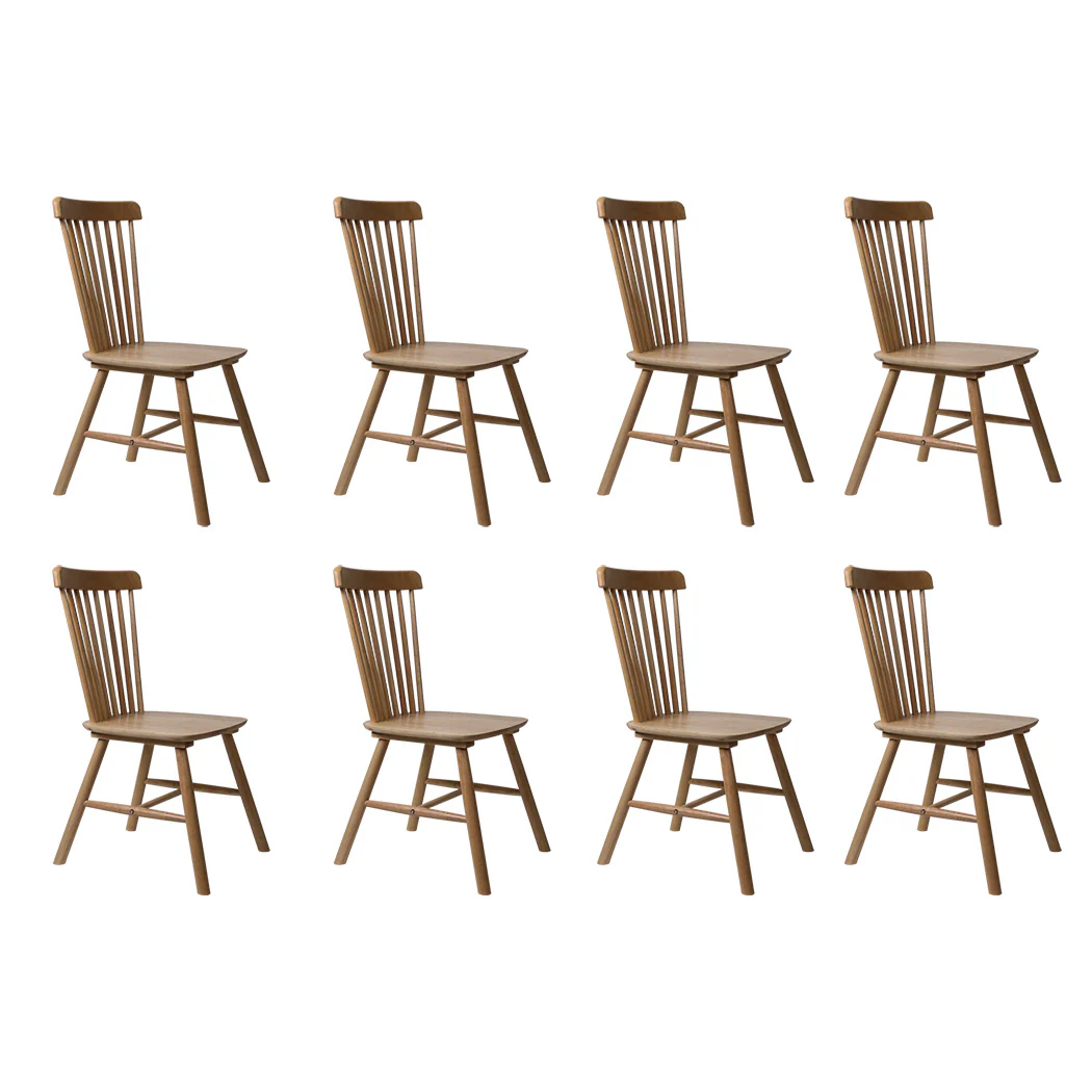 Levede 8x Dining Chairs Kitchen Windor Oak - Image 9