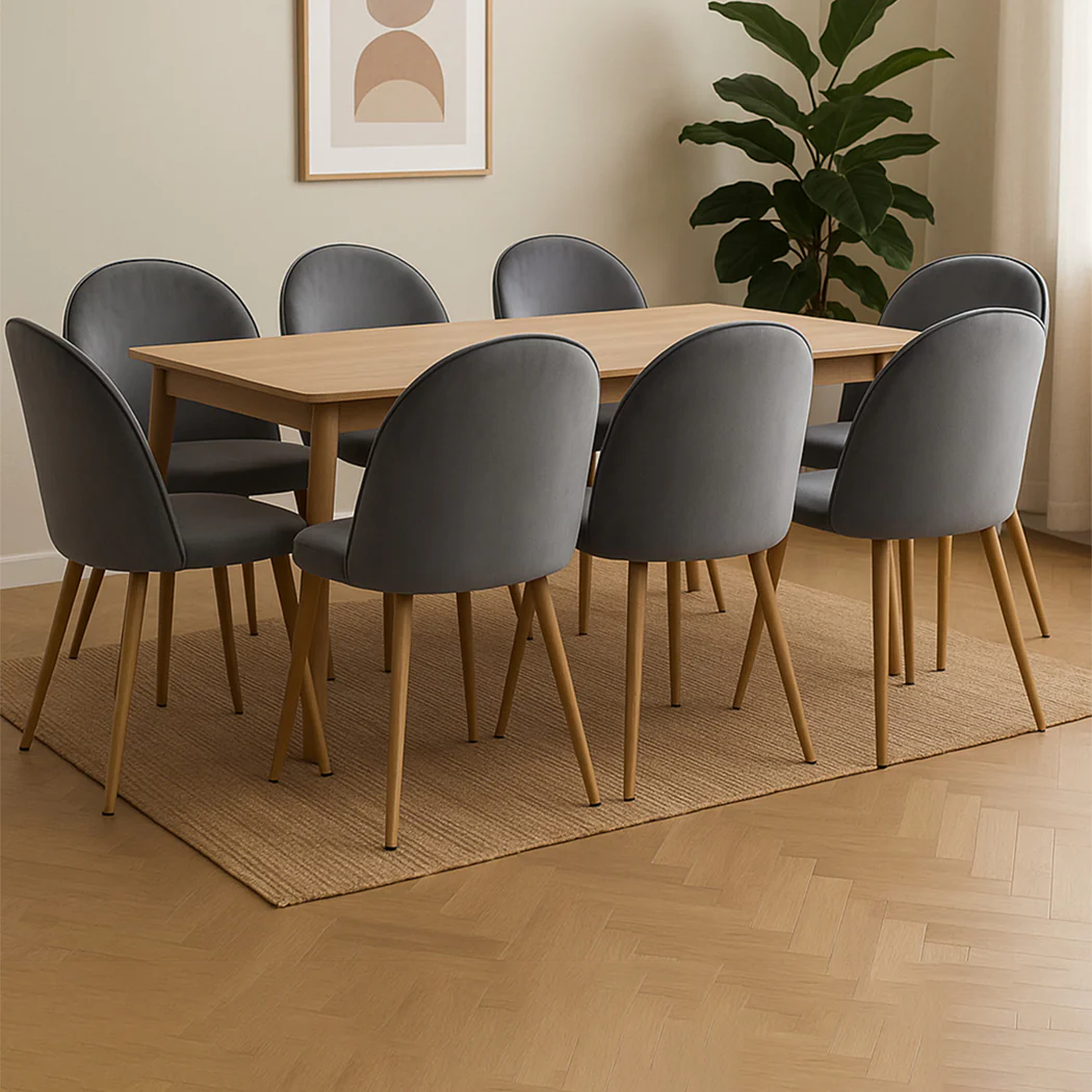 Levede 8x Dining Chairs Seat French Grey - Image 7