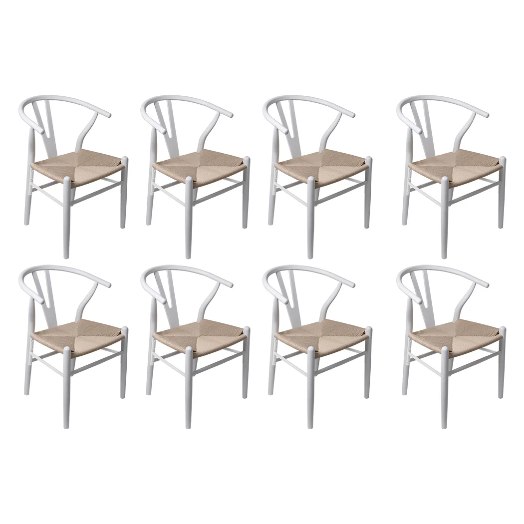 Levede 8x Dining Chairs Wooden Hans White - Image 9