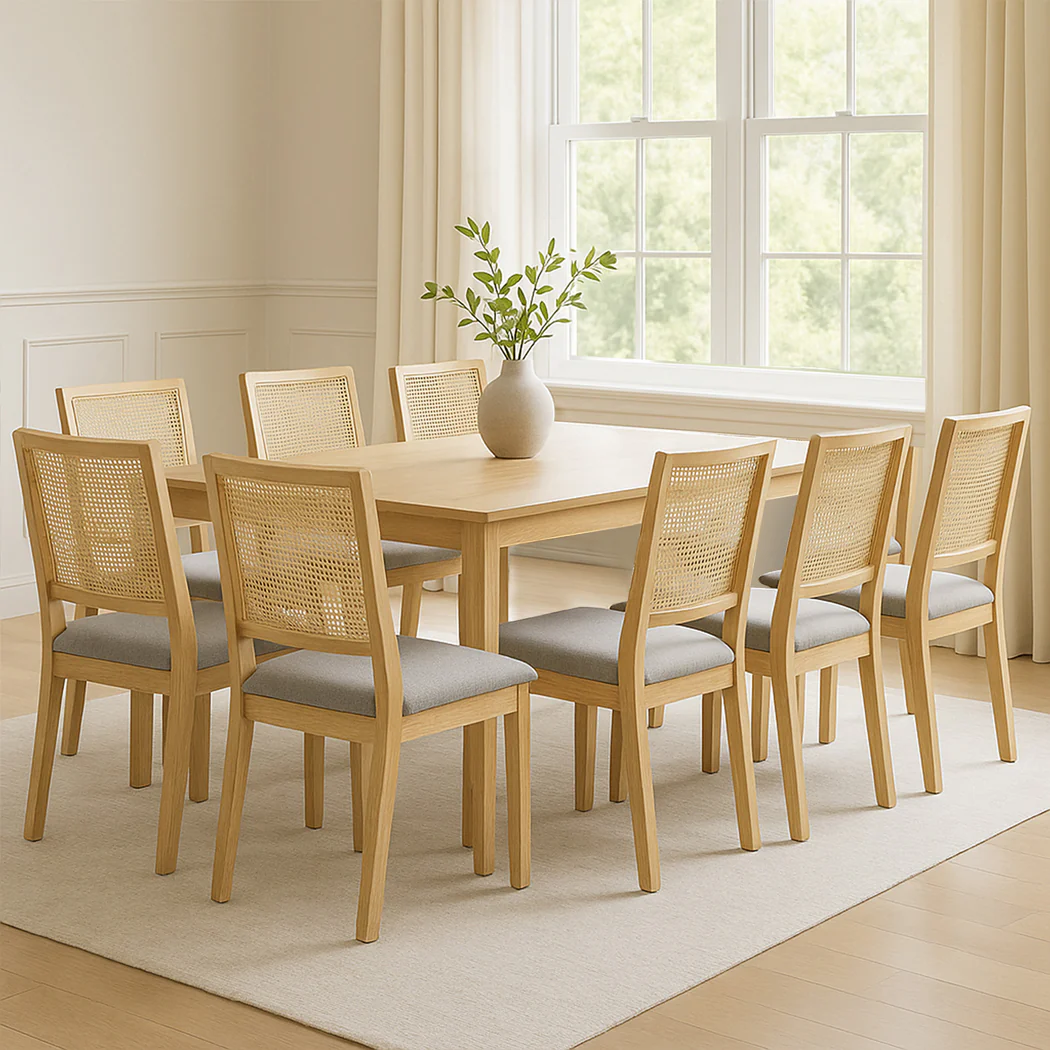 Levede 8XCane Dining Chair Rattan Armless Seat - Image 7