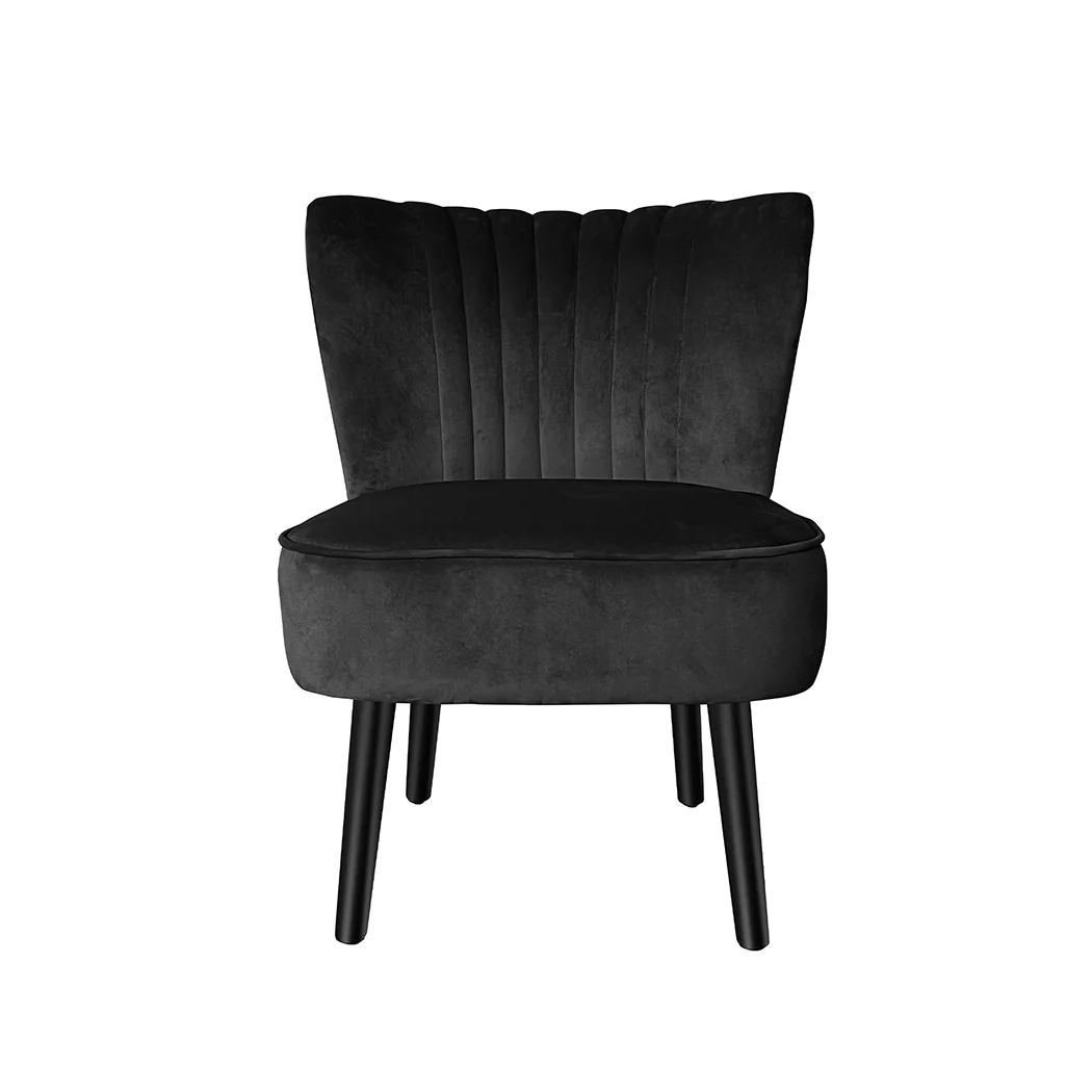 Levede Accent Chair Foot Stool Set Ottoman Black