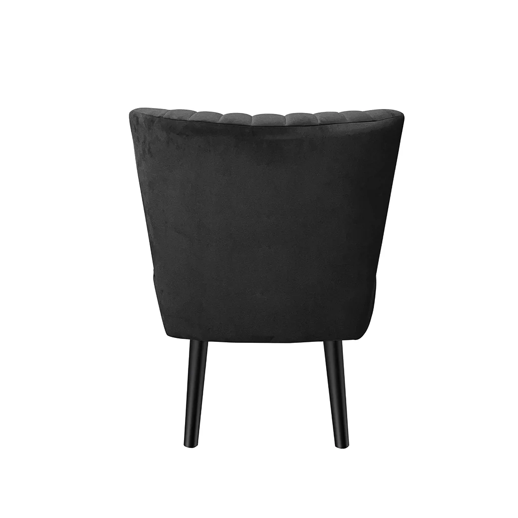 Levede Accent Chair Foot Stool Set Ottoman Black - Image 7