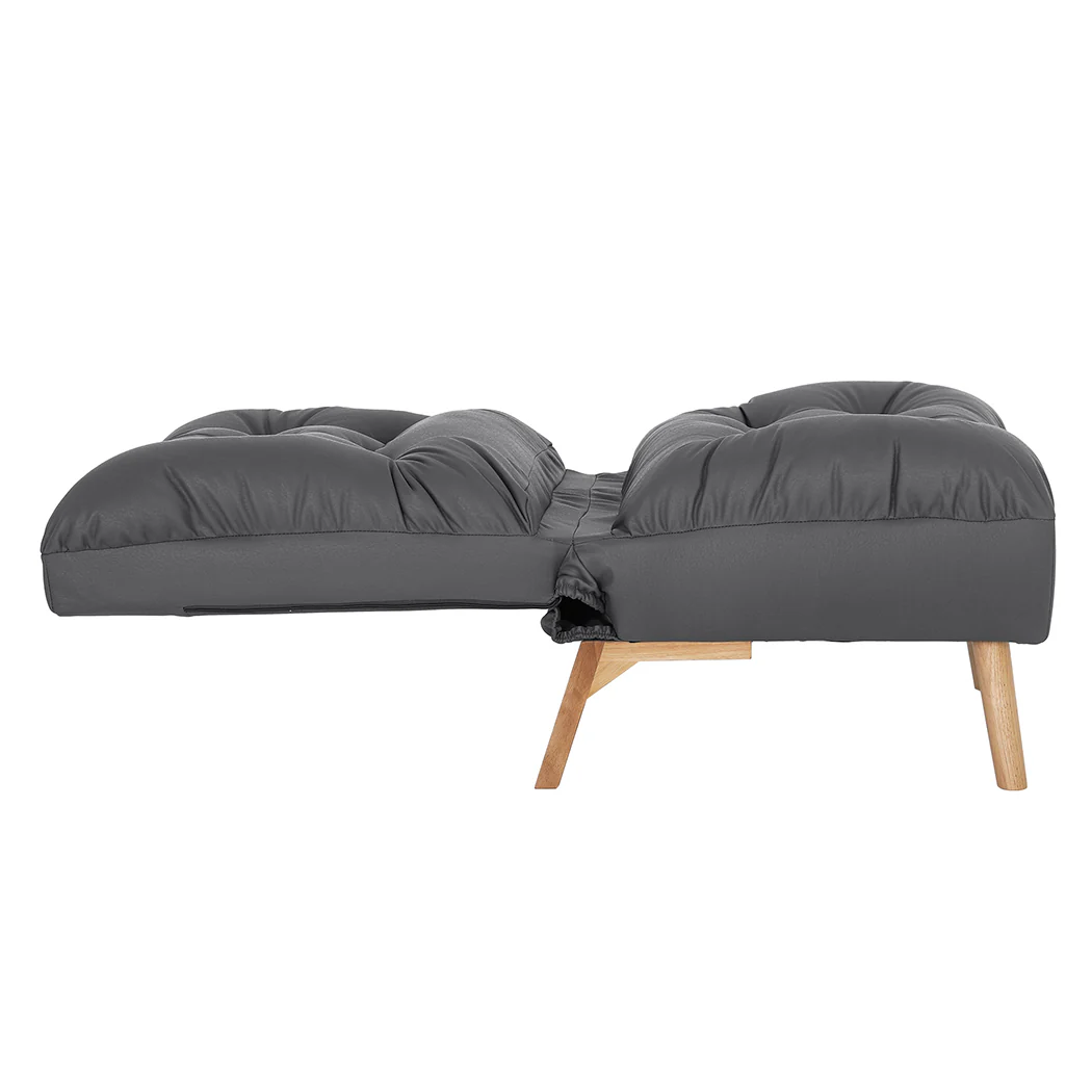 Levede Accent Chair Sofa Recliner Adjustable Grey - Image 3