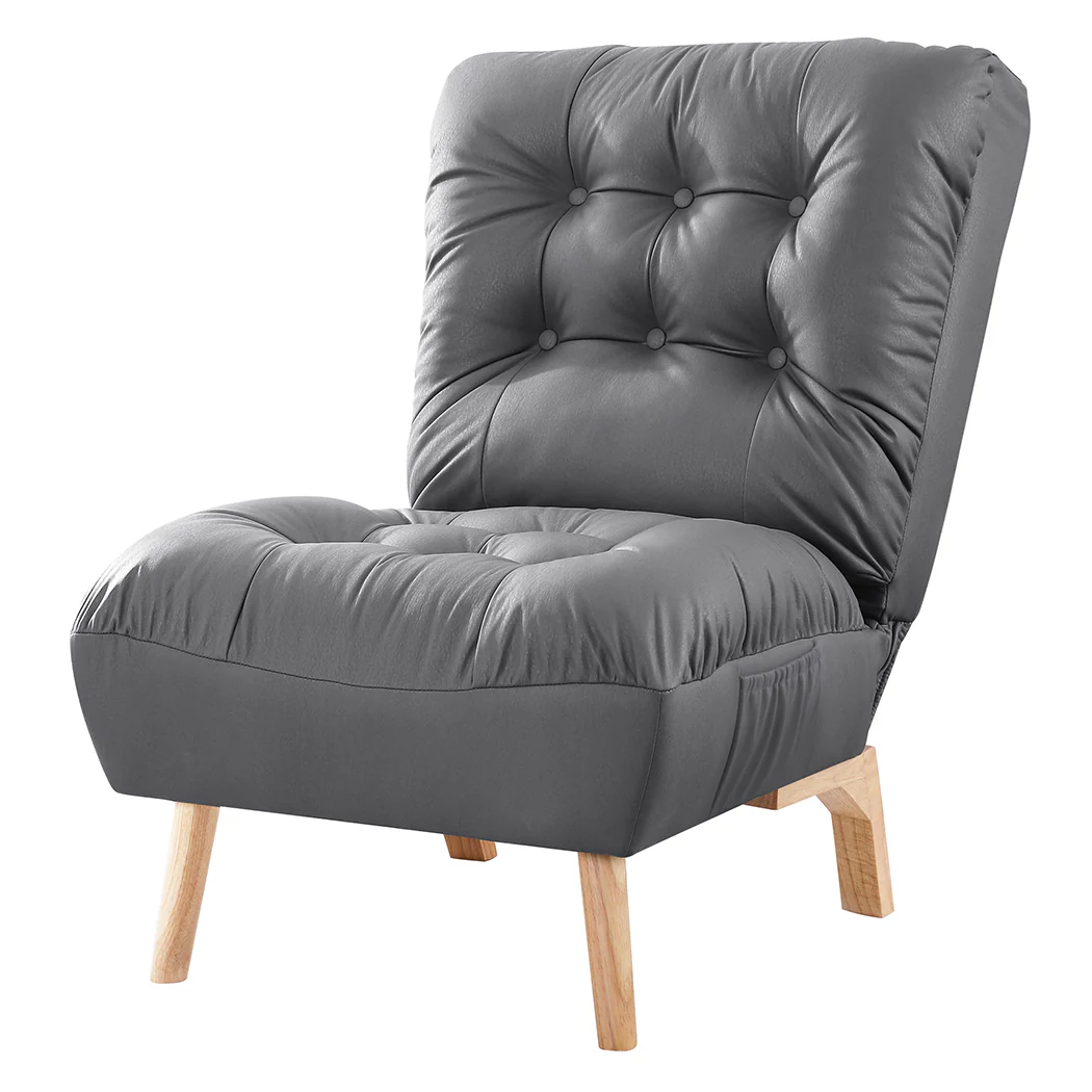 Levede Accent Chair Sofa Recliner Adjustable Grey - Image 8