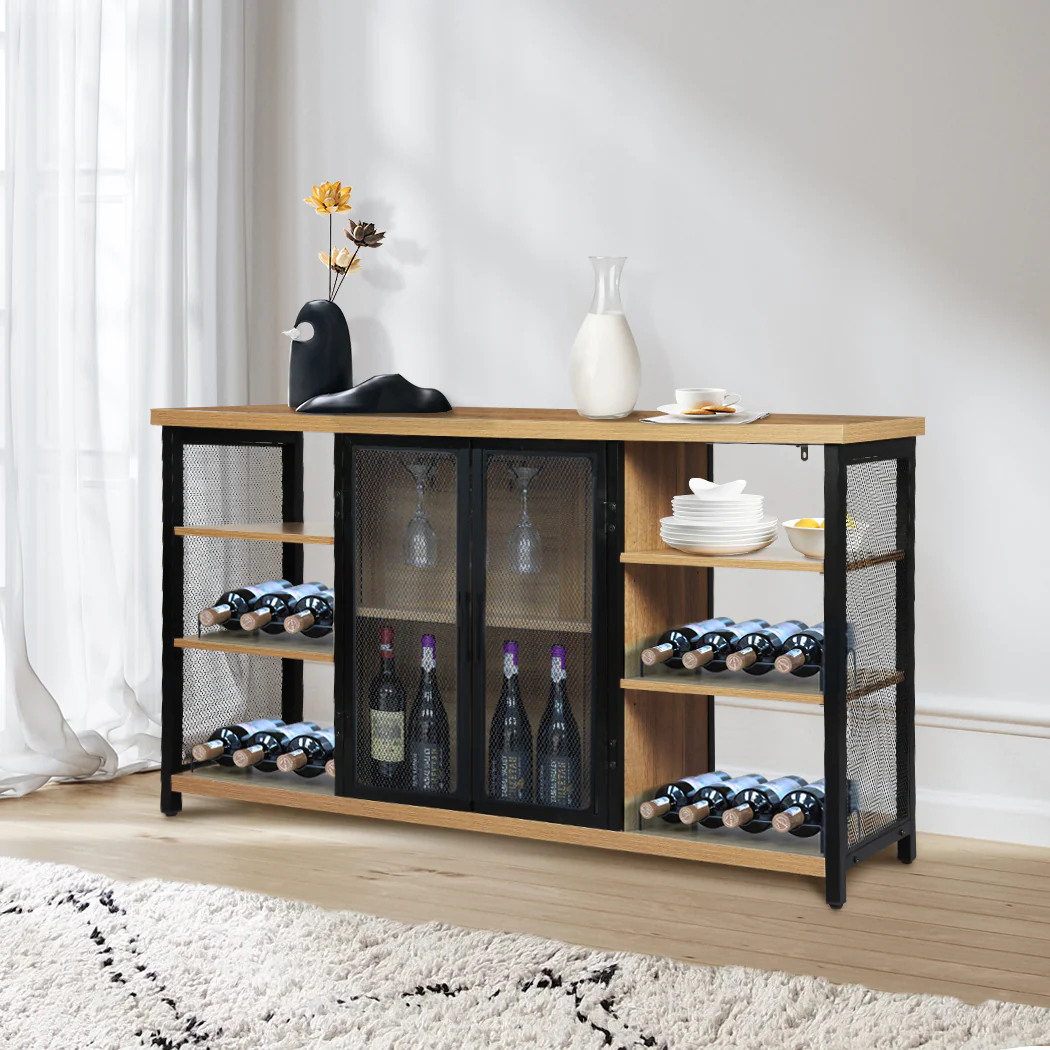 Levede Bar Cabinet Buffet Sideboard Oak - Image 6