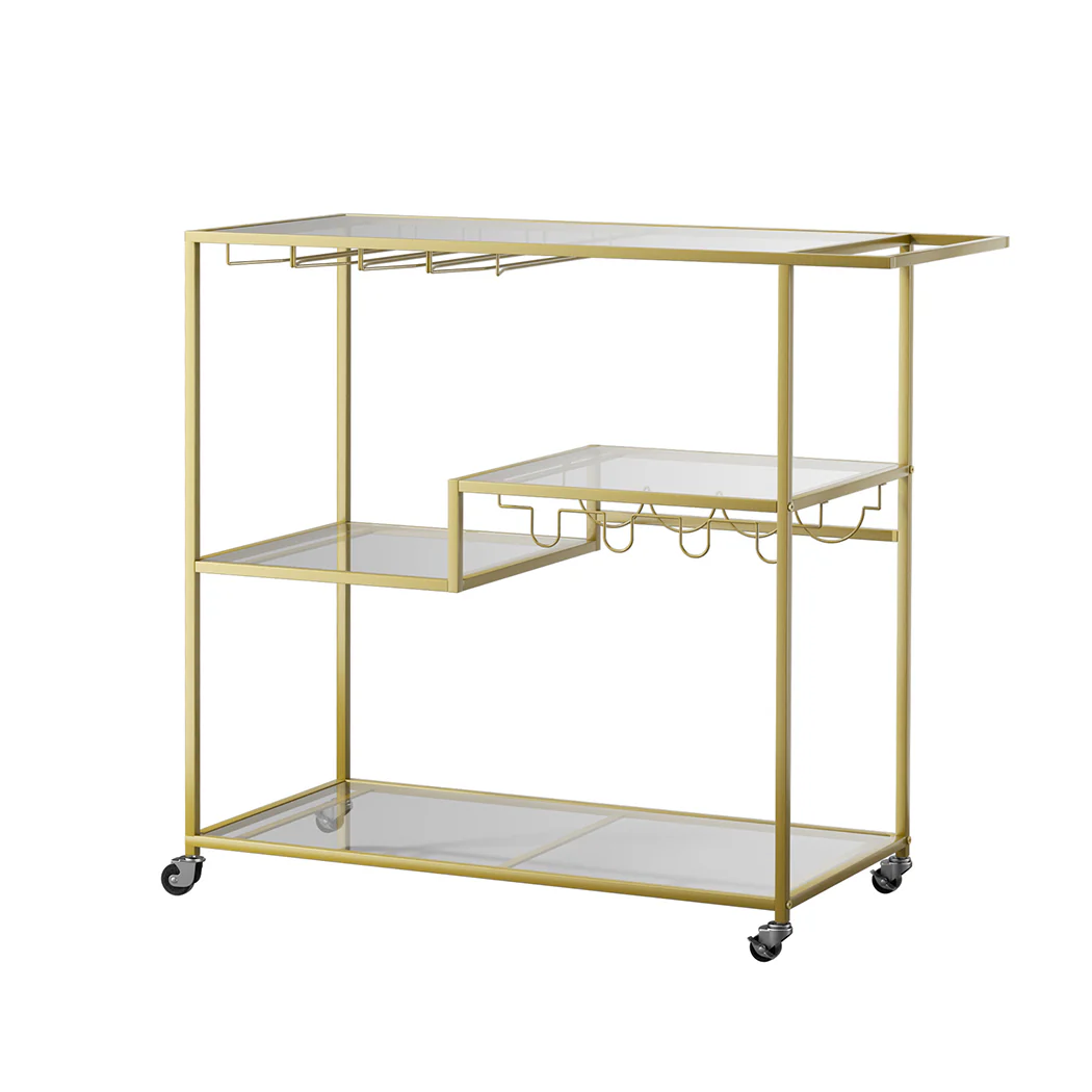 Levede Bar Cart Gold Drinks Serving Trolley 4 Tier - Image 8