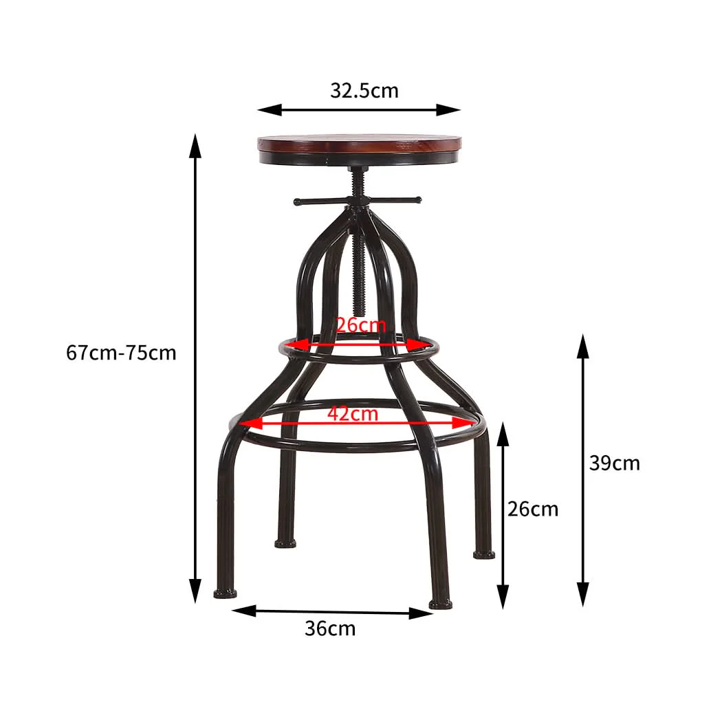 Levede Bar Stool Kitche0n Wooden Leather - Image 2