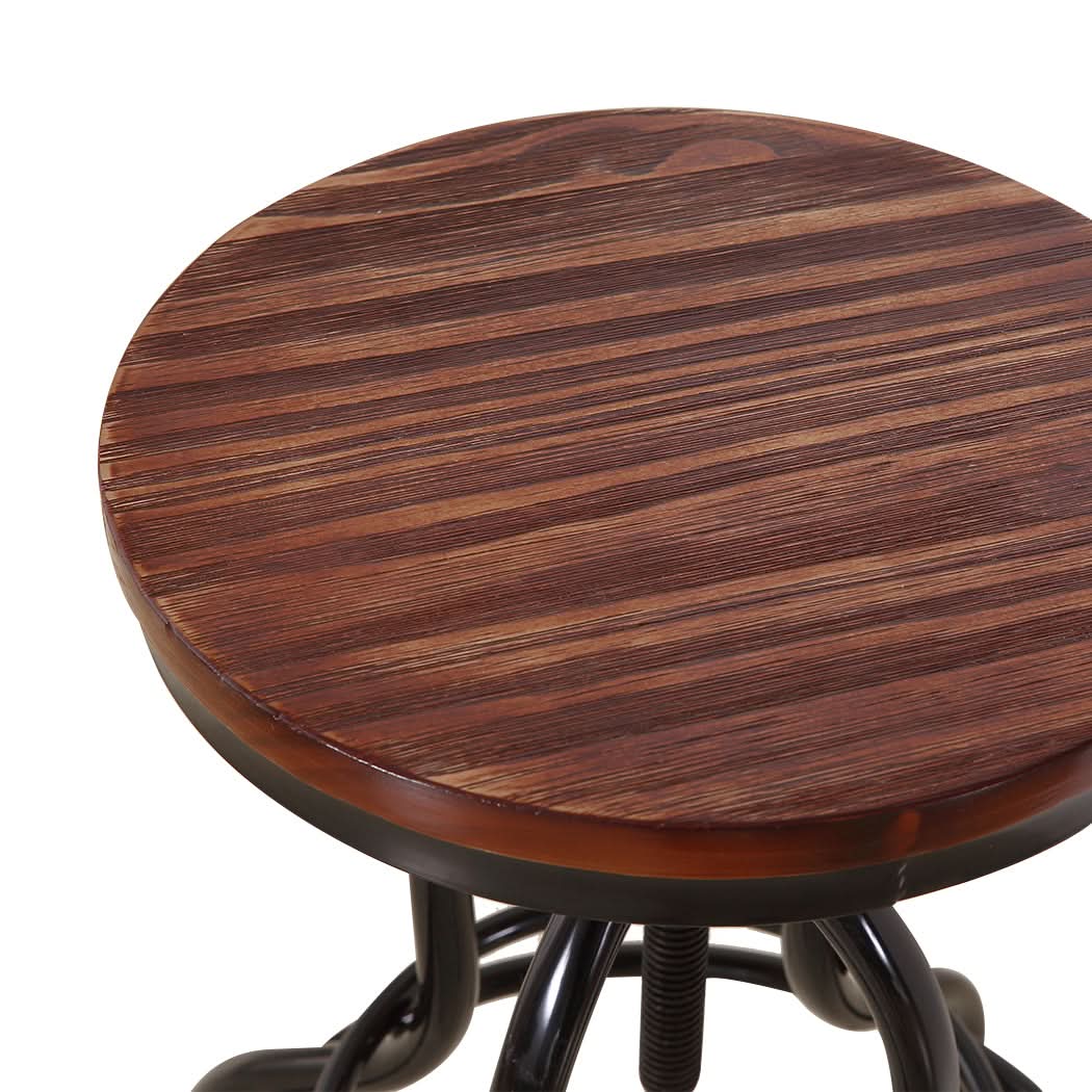 Levede Bar Stool Kitche0n Wooden Leather - Image 3