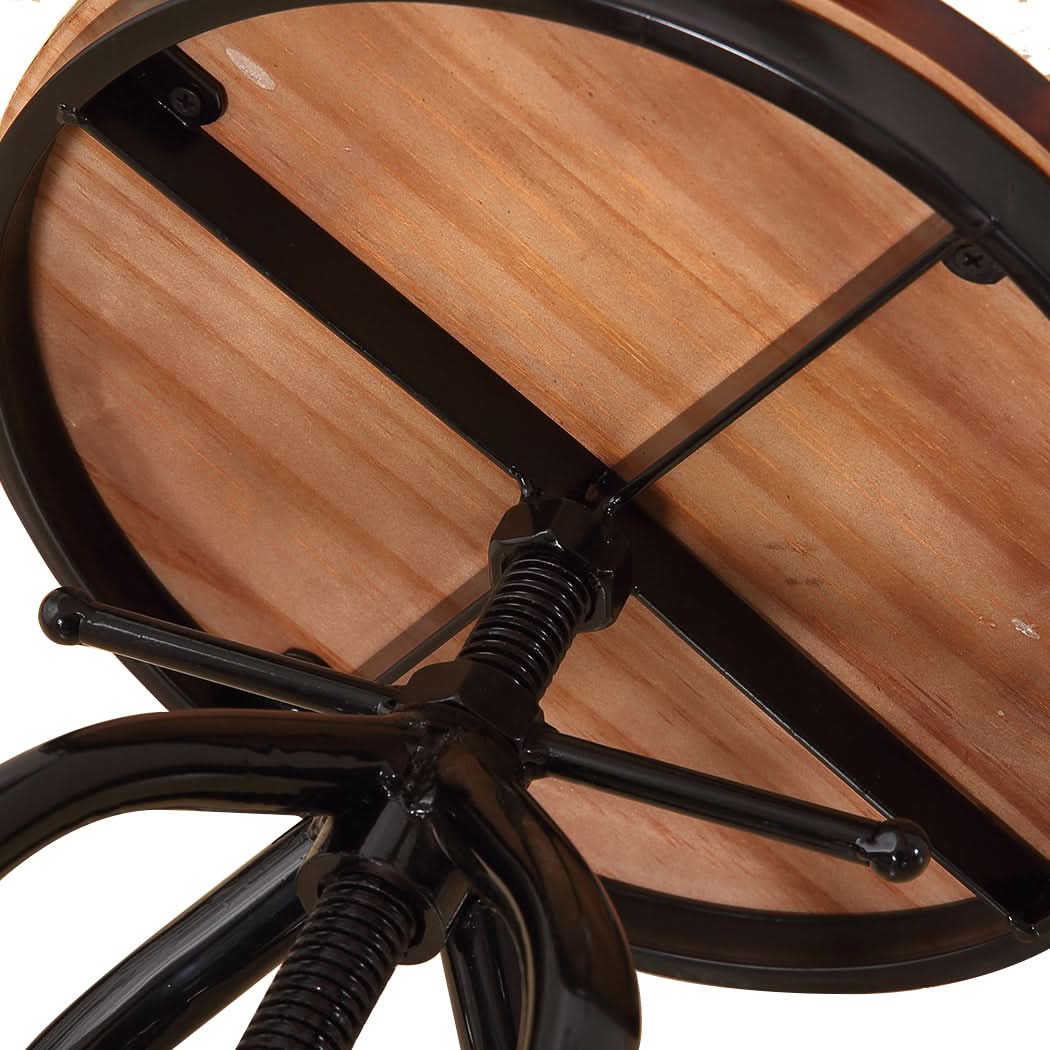 Levede Bar Stool Kitche0n Wooden Leather - Image 5