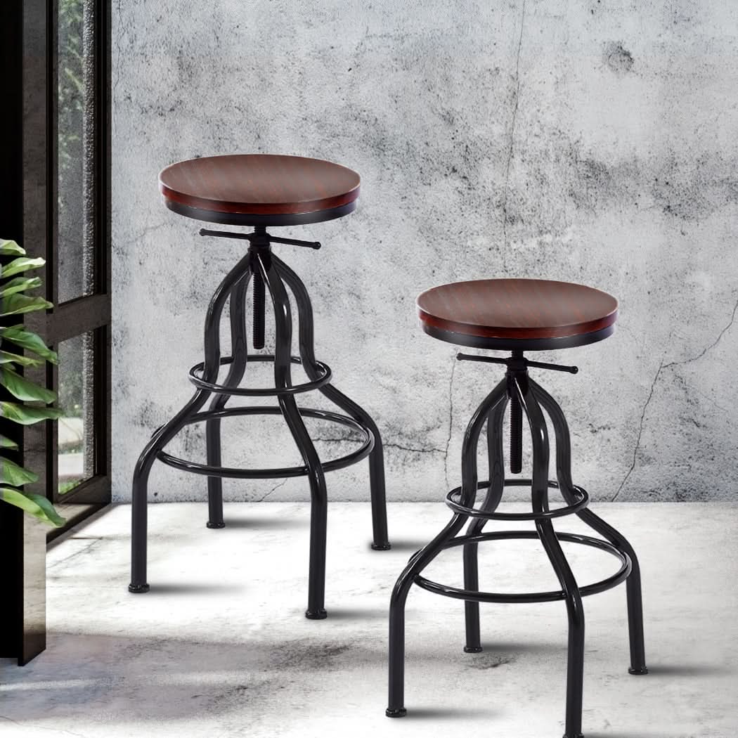 Levede Bar Stool Kitche0n Wooden Leather - Image 6