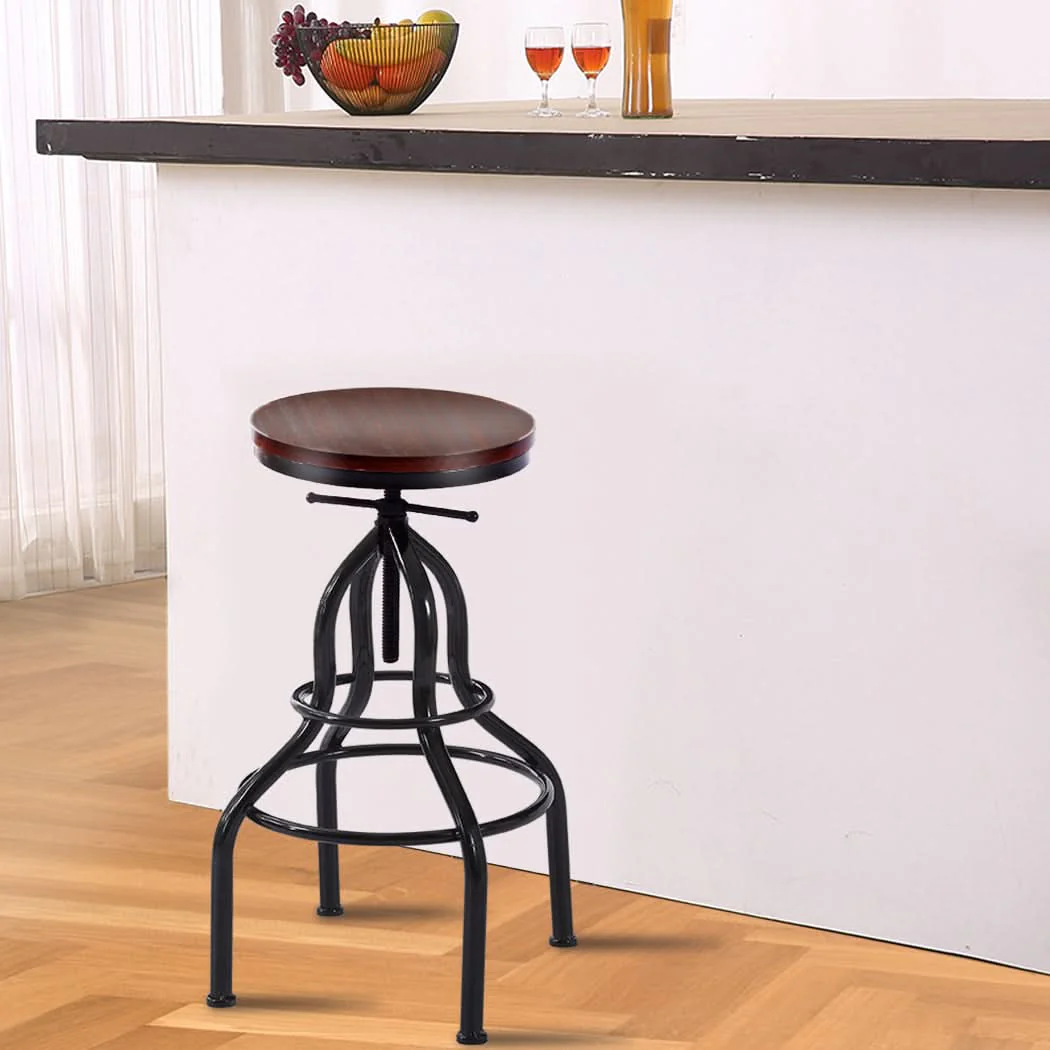 Levede Bar Stool Kitche0n Wooden Leather - Image 7