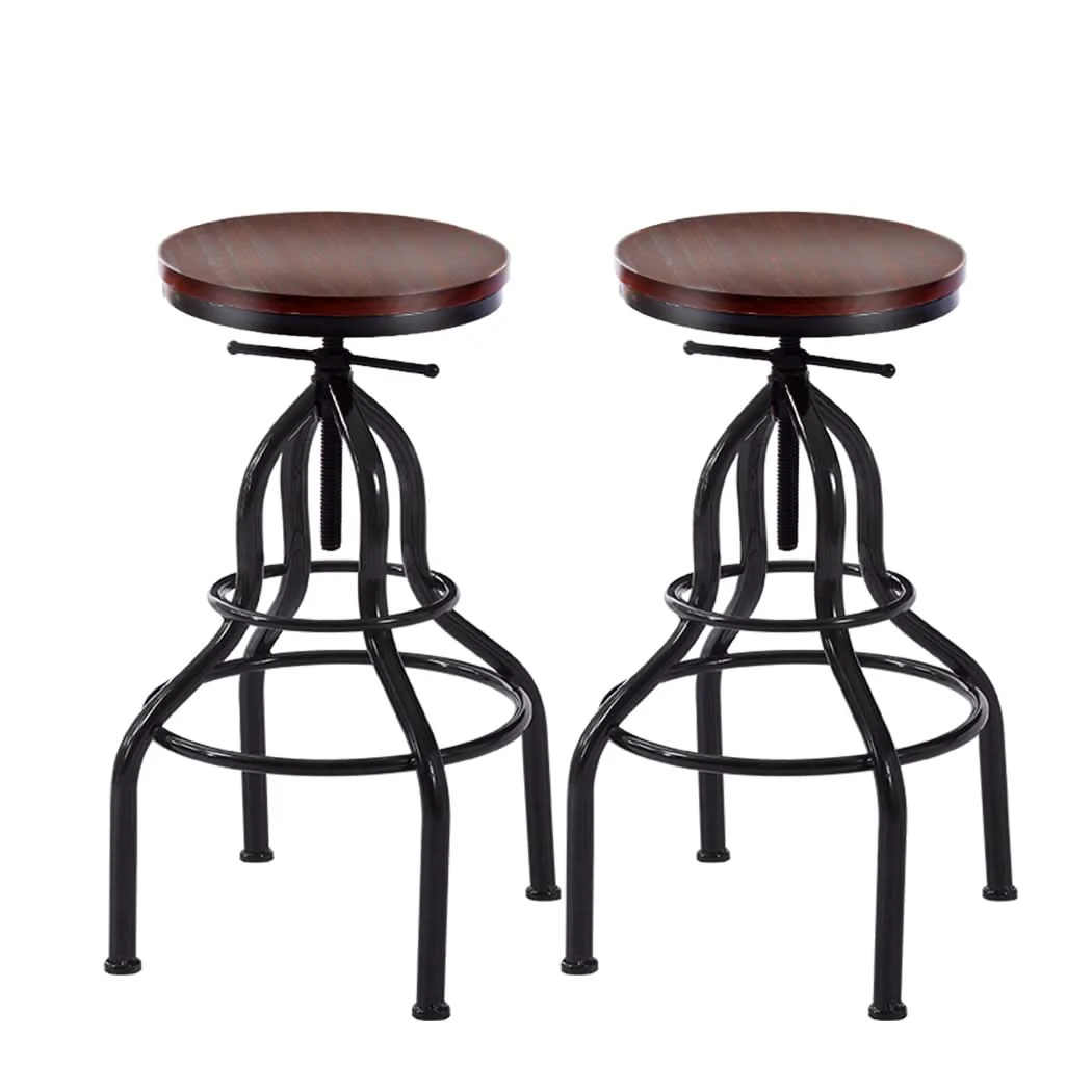 Levede Bar Stool Kitche0n Wooden Leather - Image 8