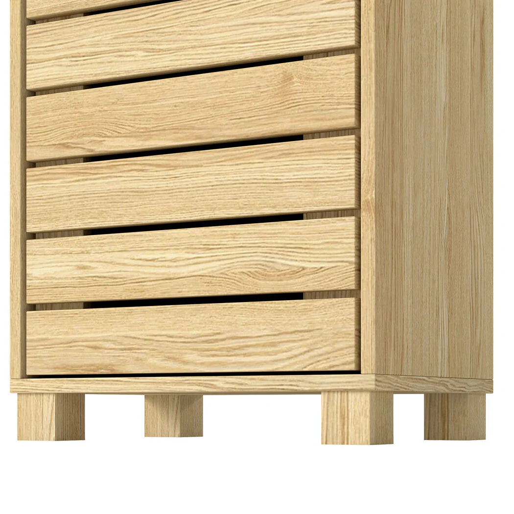 Levede Bathroom Storage Cabinet Handleless Wood Floor Shelf Unit Cupboard Oak - Image 3