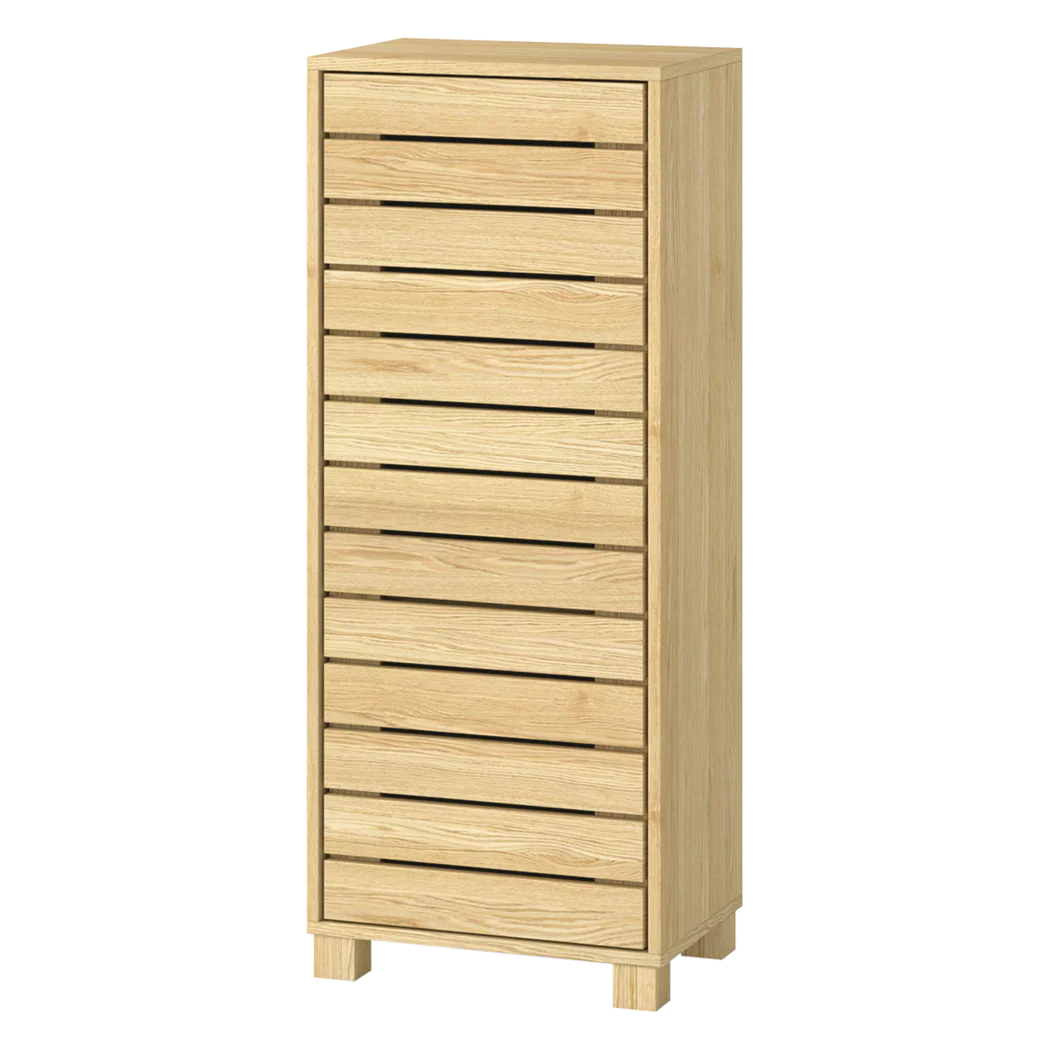 Levede Bathroom Storage Cabinet Handleless Wood Floor Shelf Unit Cupboard Oak - Image 9