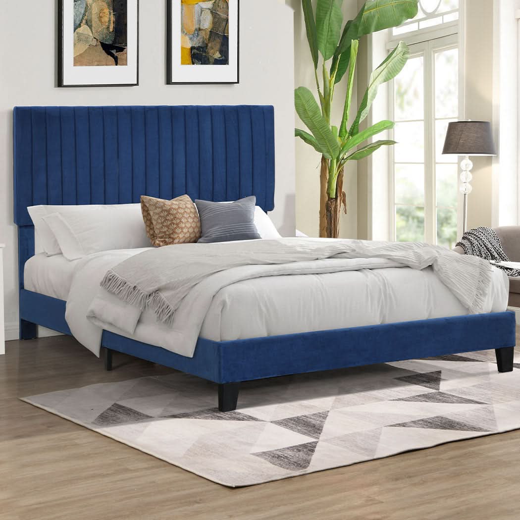Levede Bed Frame Double Size Mattress Blue - Image 7