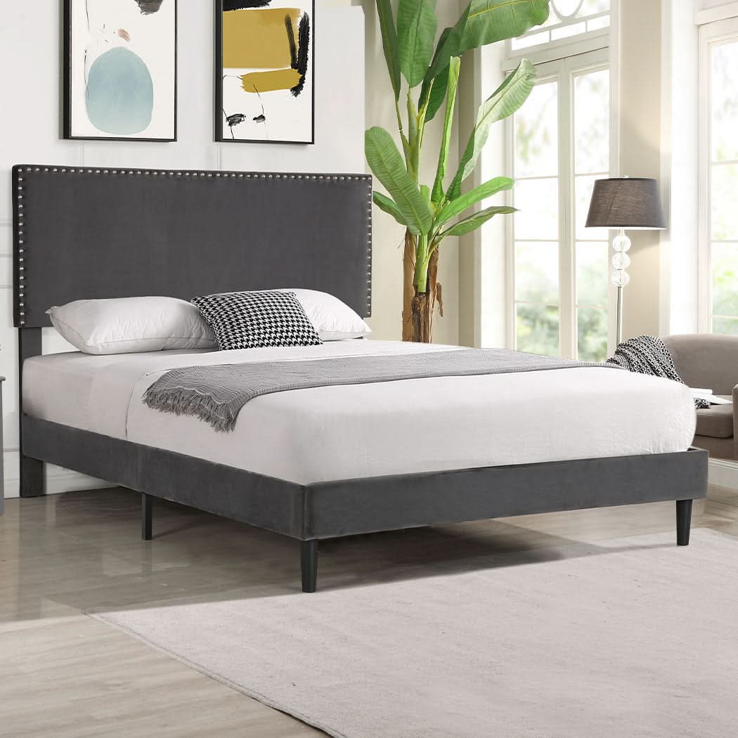 Levede Bed Frame Double Size Mattress Grey - Image 7