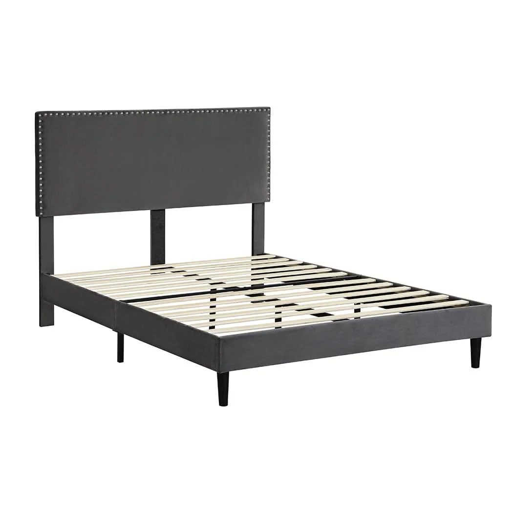 Levede Bed Frame Double Size Mattress Grey - Image 8