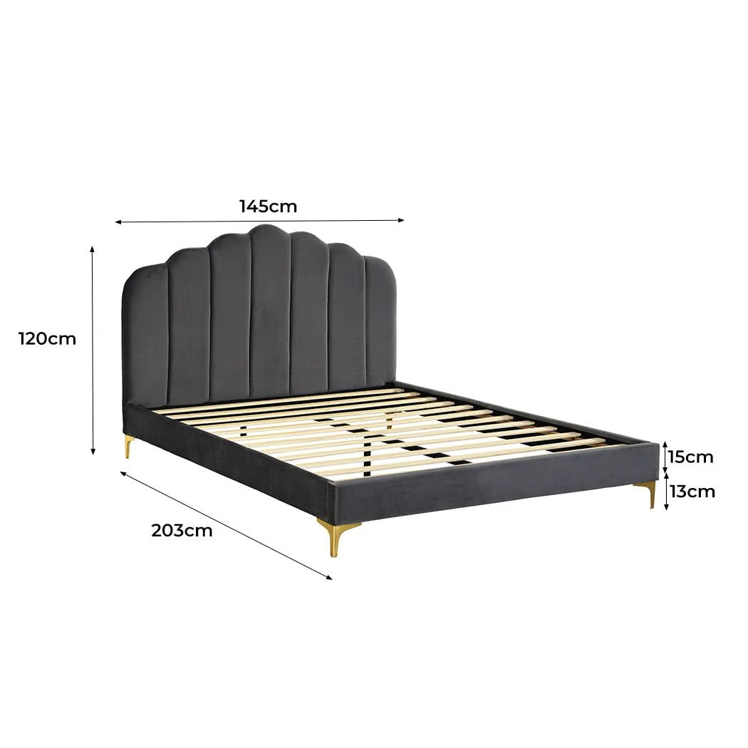 Levede Bed Frame Double Size Mattress Grey - Image 2