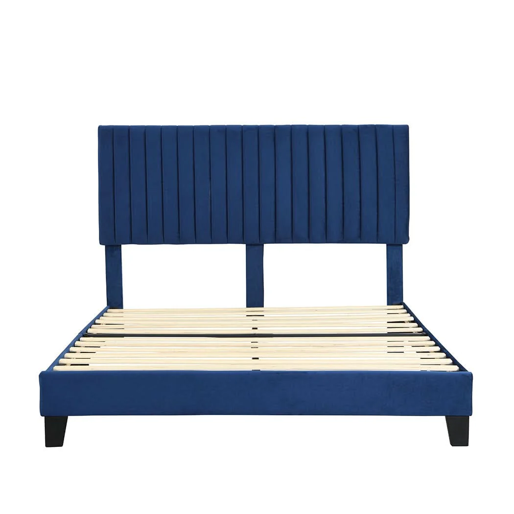 Levede Bed Frame Queen Size Mattress Blue