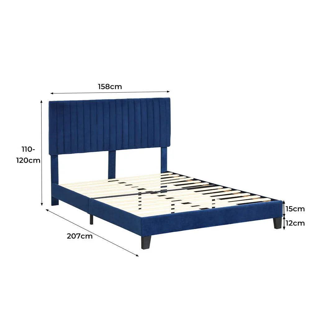 Levede Bed Frame Queen Size Mattress Blue - Image 2