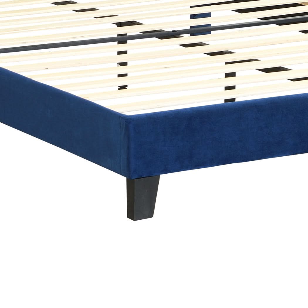 Levede Bed Frame Queen Size Mattress Blue - Image 5