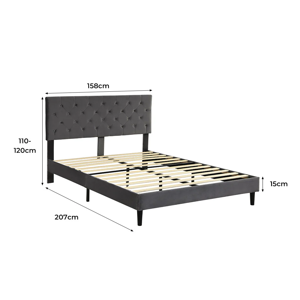 Levede Bed Frame Queen Size Mattress Grey - Image 2