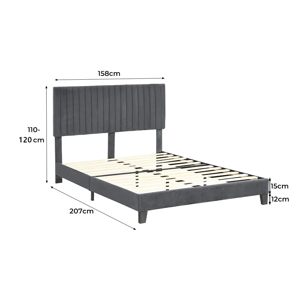 Levede Bed Frame Queen Size Mattress Grey - Image 2