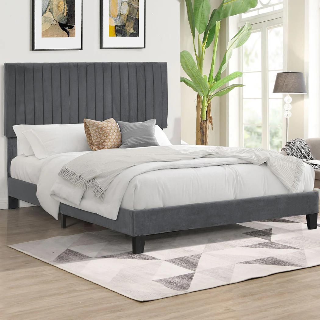 Levede Bed Frame Queen Size Mattress Grey - Image 7