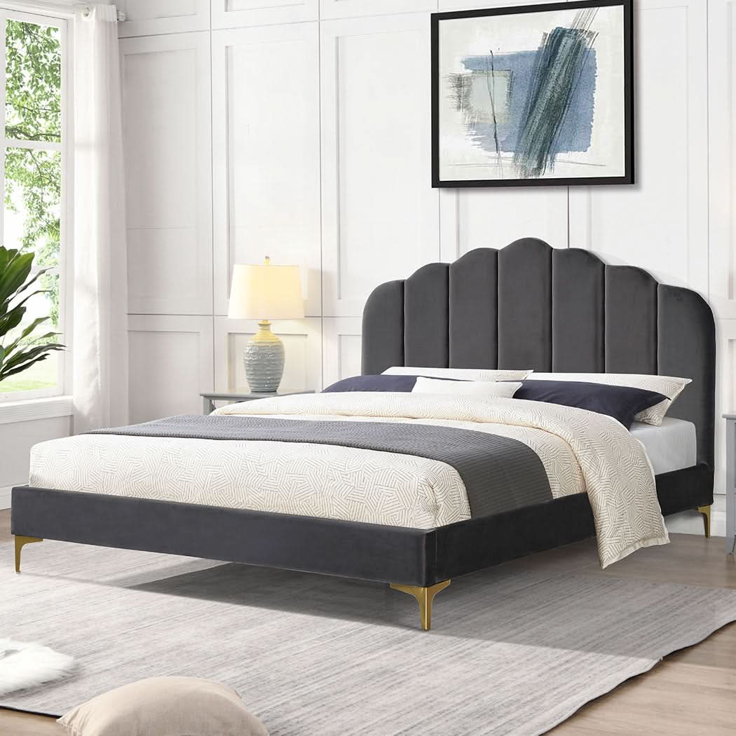 Levede Bed Frame Queen Size Mattress Grey - Image 5