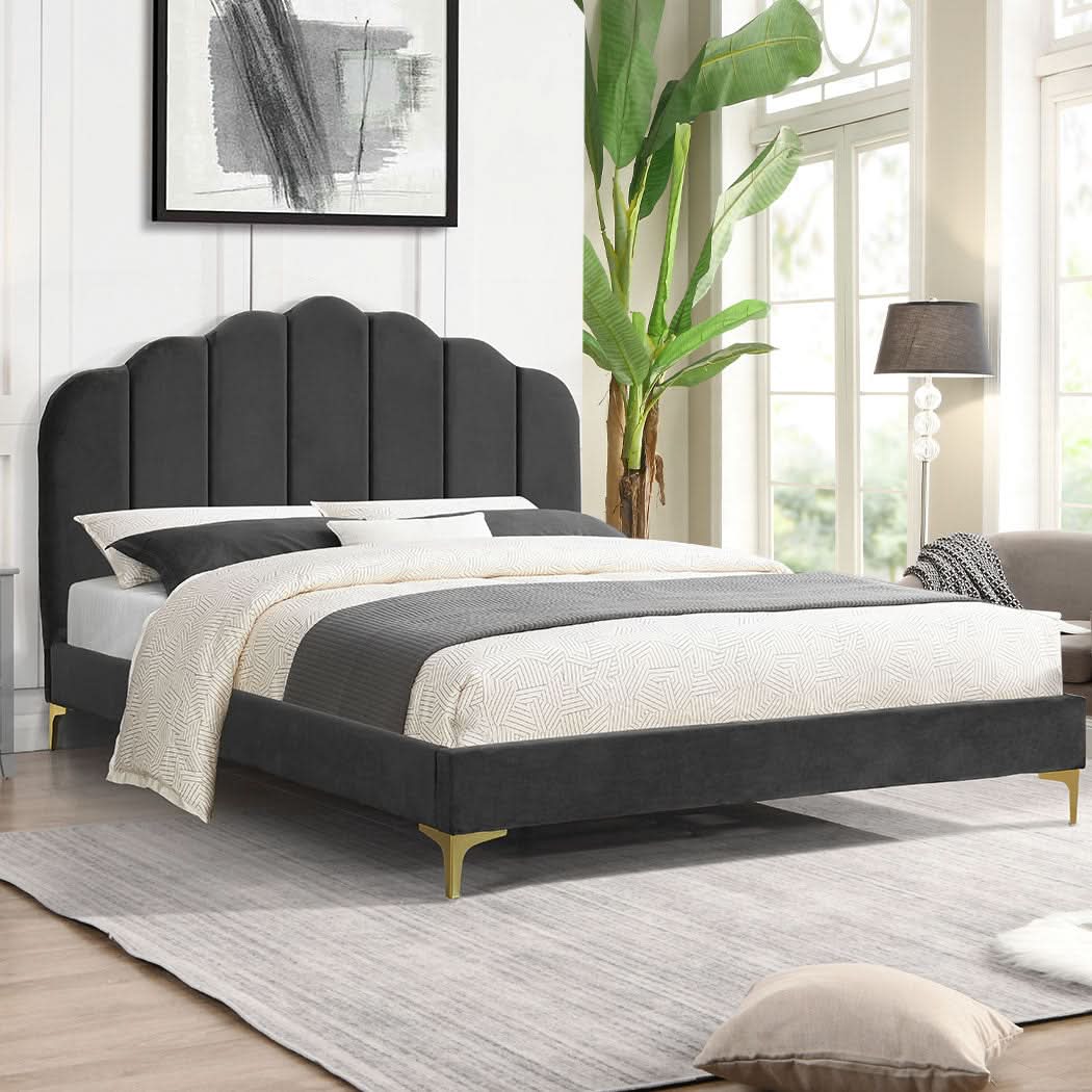 Levede Bed Frame Queen Size Mattress Grey - Image 6