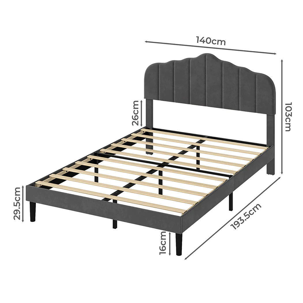 Levede Bed Frame Upholstered Platform Mattress Base Double - Image 2