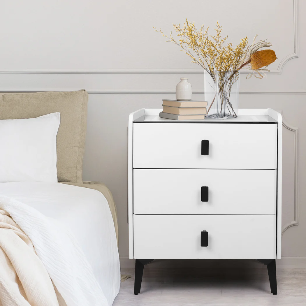 Levede Bedside Table LED Lights Drawers Storage - Image 6
