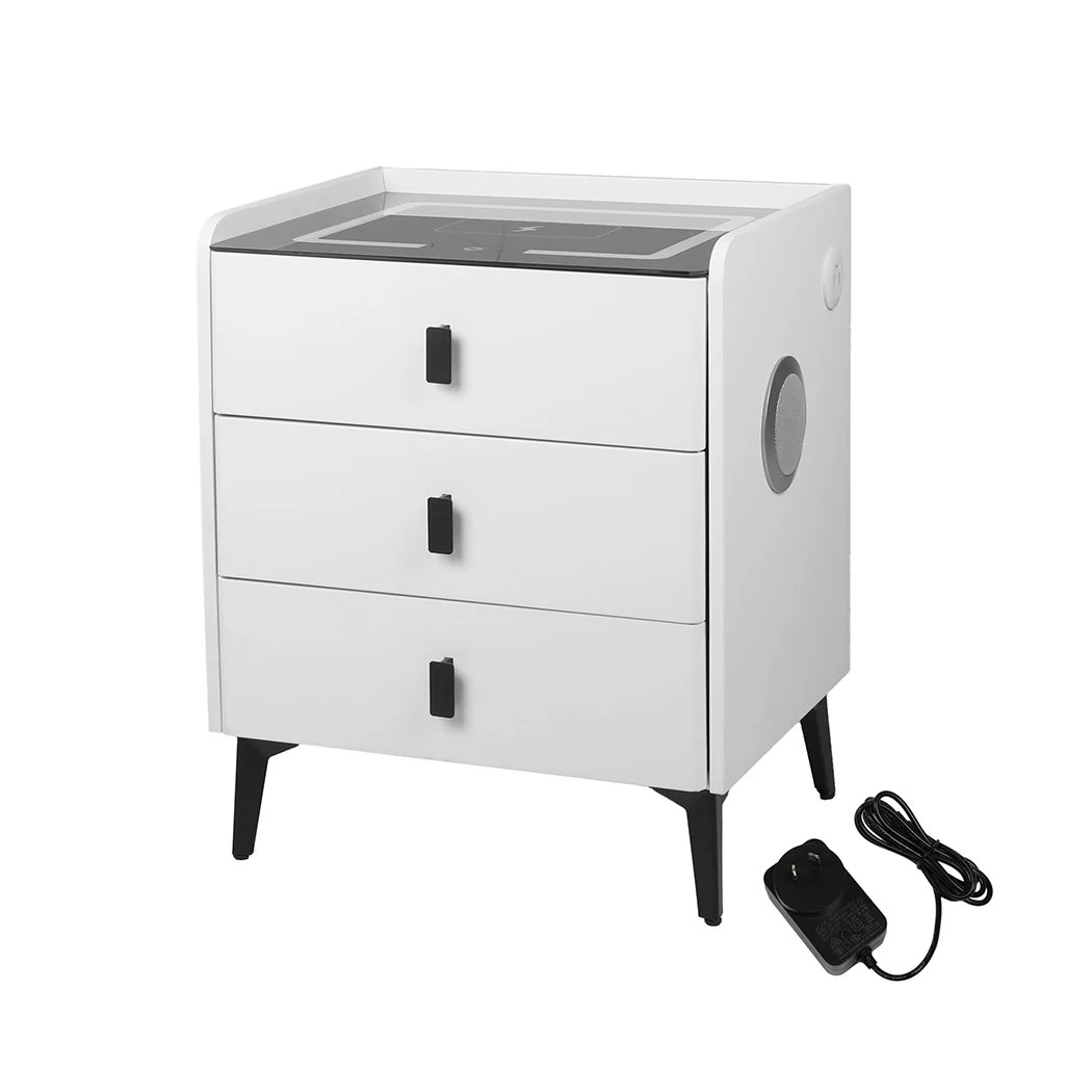 Levede Bedside Table LED Lights Drawers Storage - Image 8