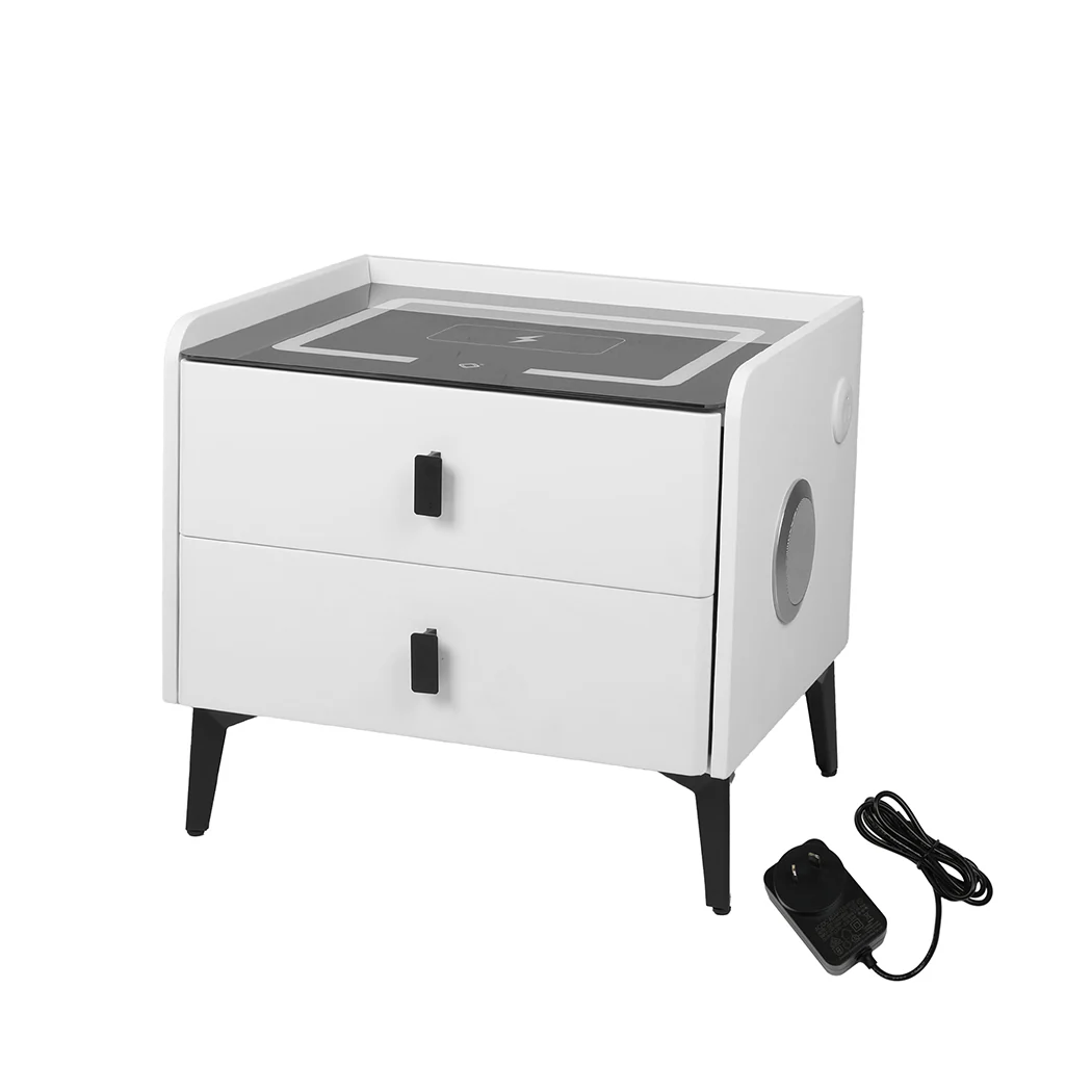 Levede Bedside Table LED Lights Drawers Storage - Image 8