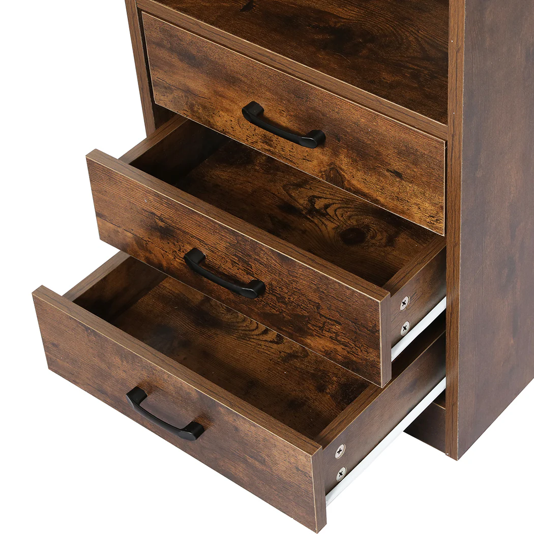 Levede Bedside Table USB Charger Outlet LED Oak - Image 4