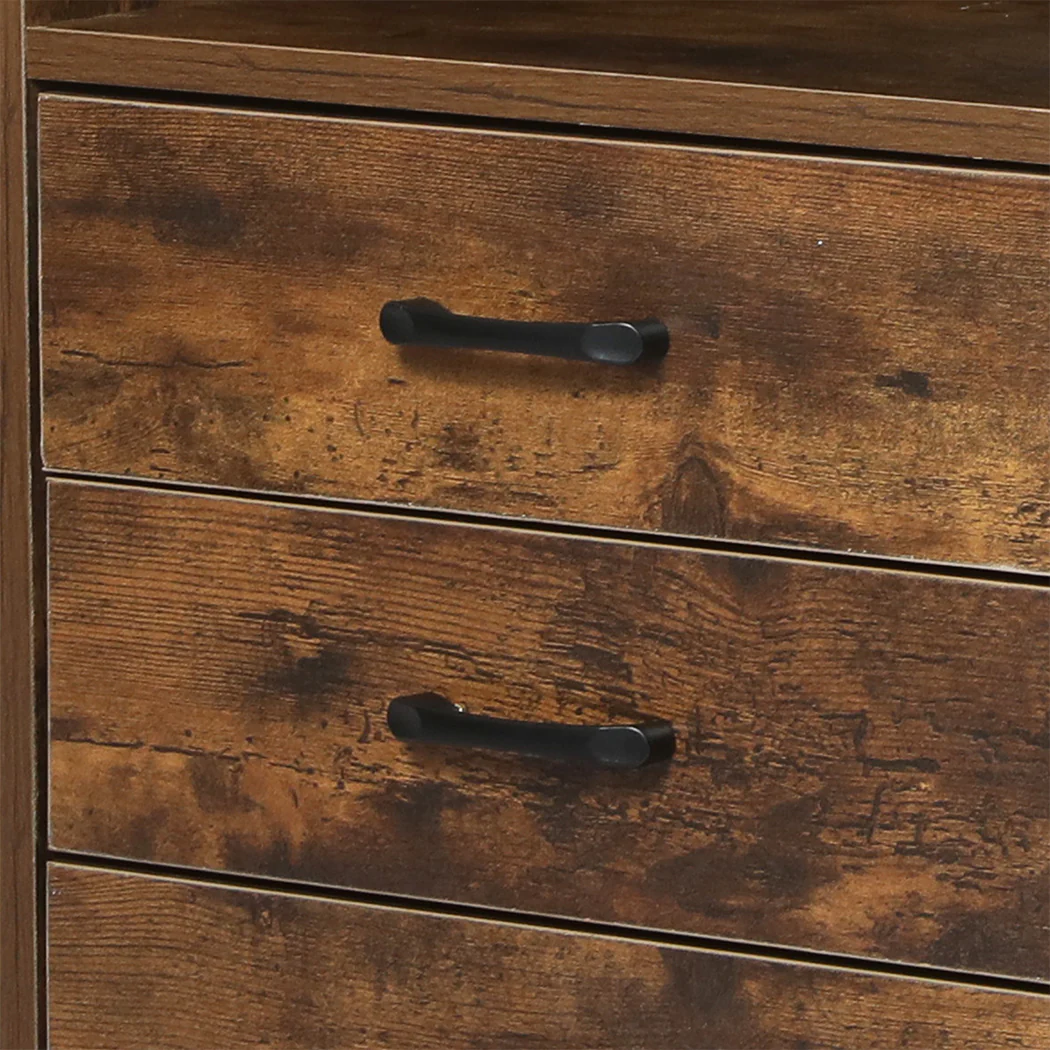 Levede Bedside Table USB Charger Outlet LED Oak - Image 5