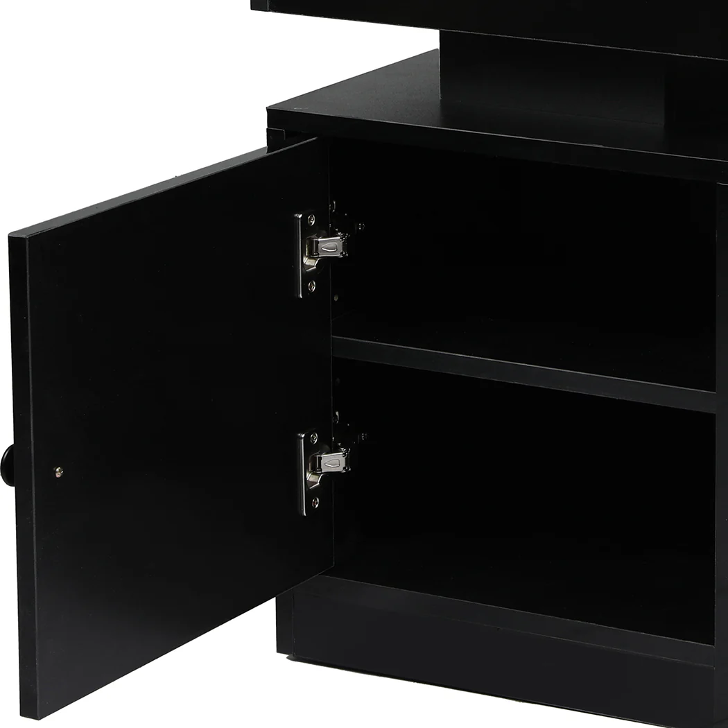 Levede Bedside Table USB Charger Outlet RGB Black - Image 3
