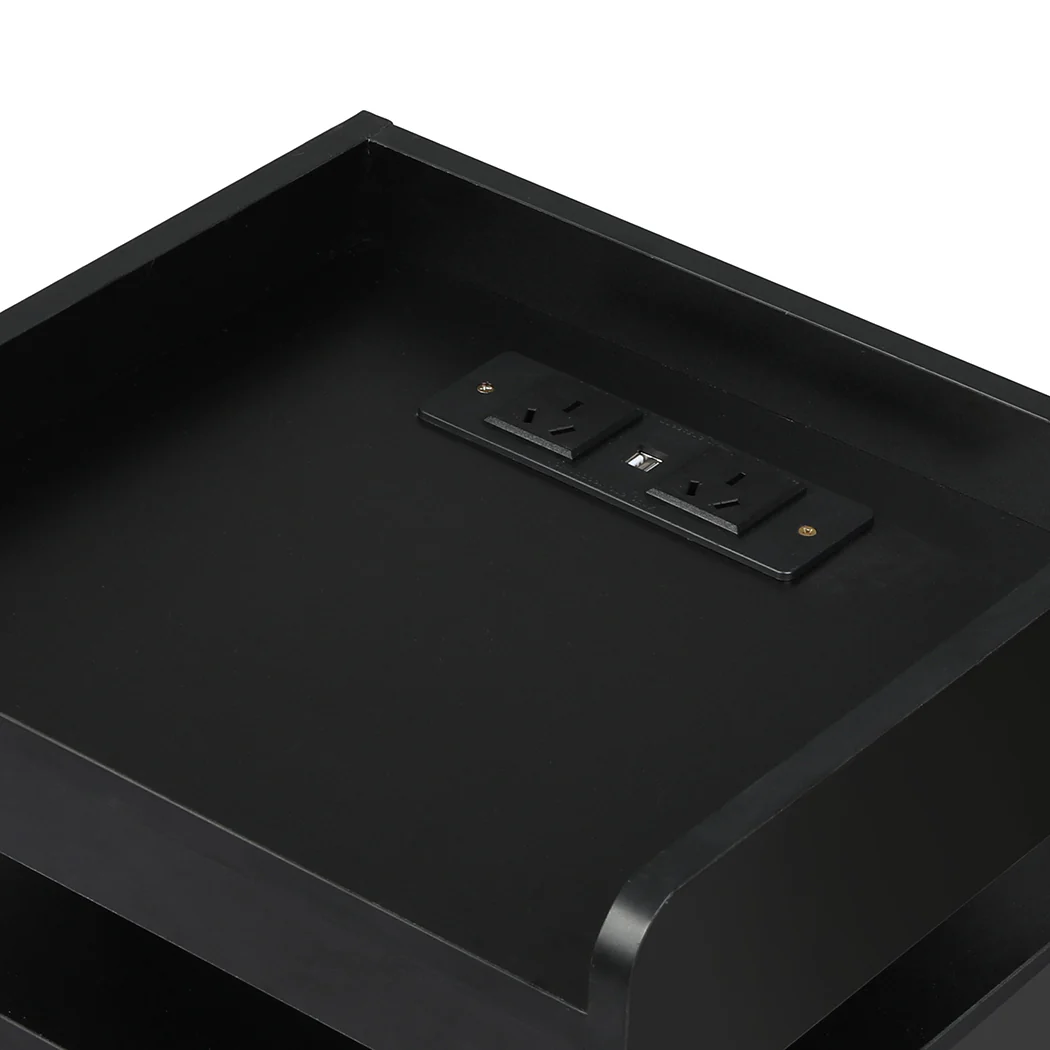 Levede Bedside Table USB Charger Outlet RGB Black - Image 4