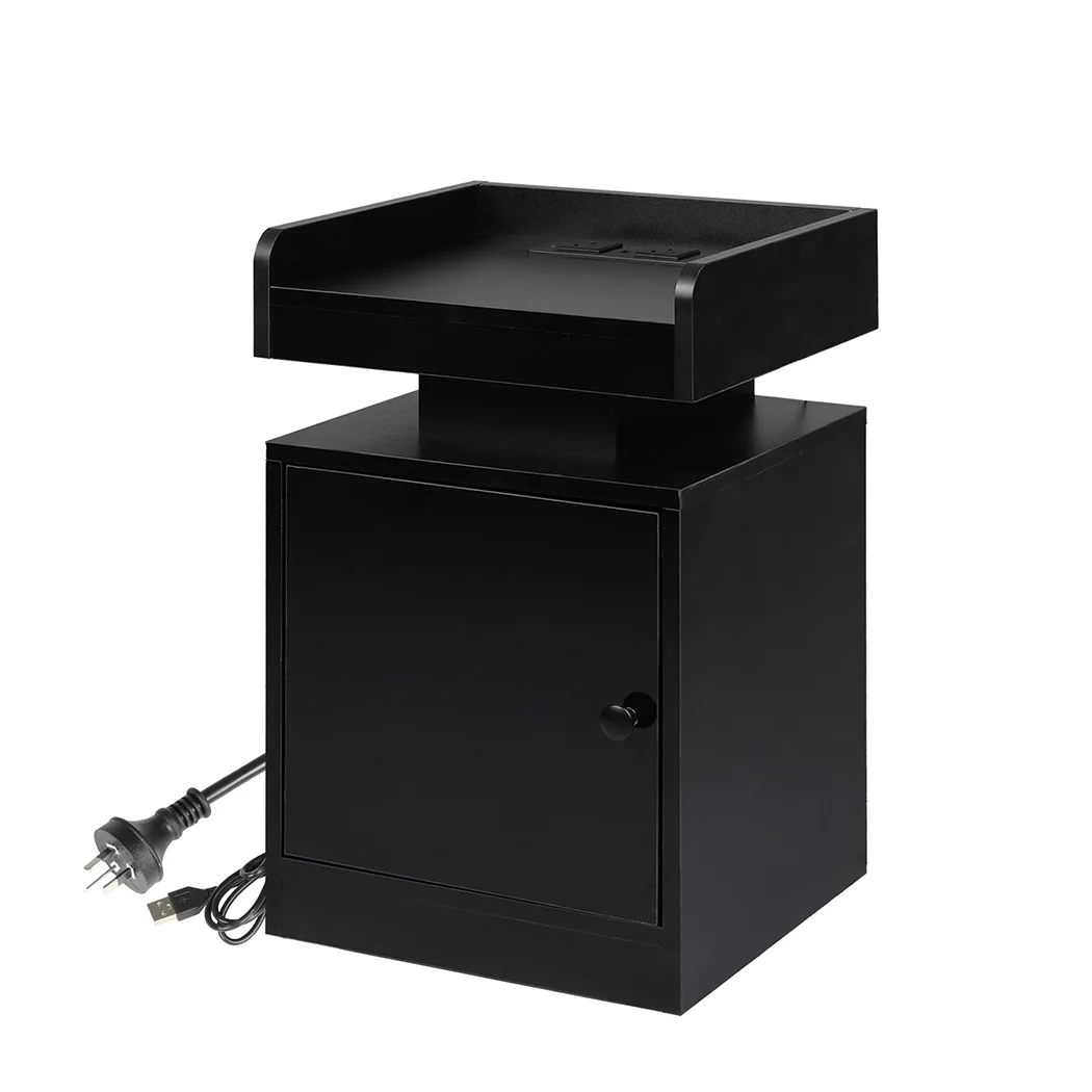 Levede Bedside Table USB Charger Outlet RGB Black - Image 8
