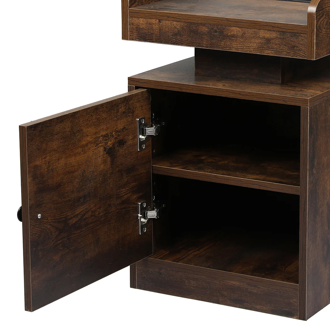 Levede Bedside Table USB Charger Outlet RGB Oak - Image 3