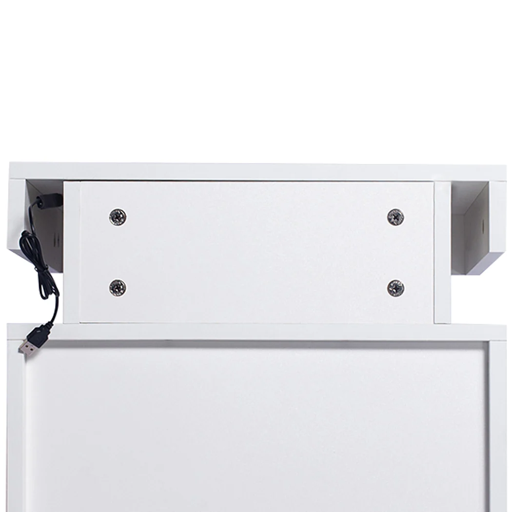 Levede Bedside Tables RGB LED Side Table White - Image 4