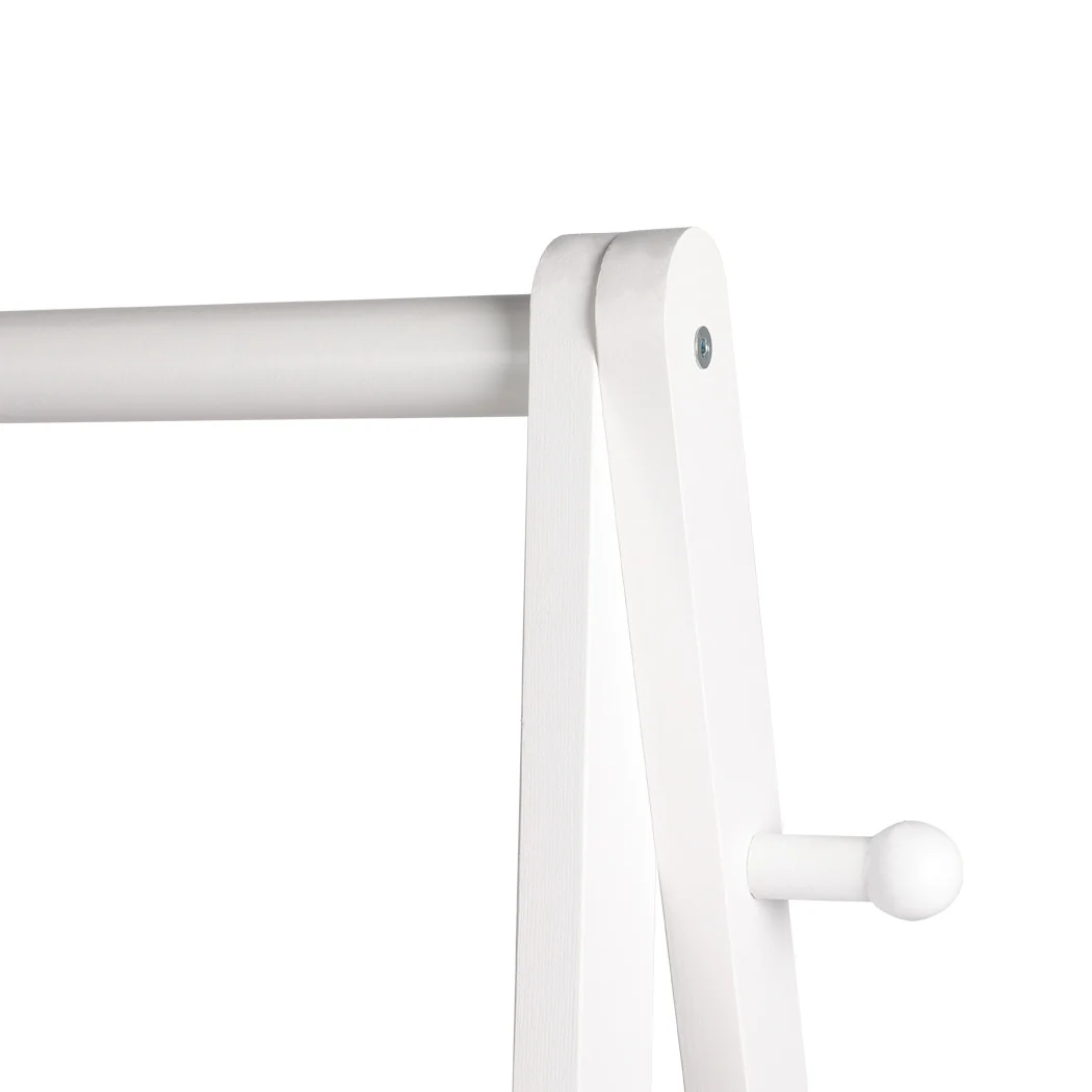 Levede Clothes Rack Wooden Wardrobe White - Image 4
