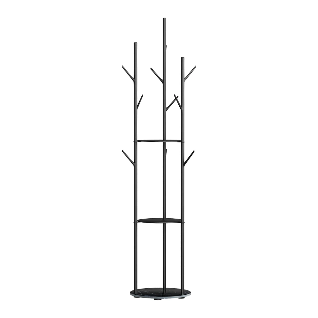 Levede Coat Rack Clothes Stand 8 Hook Organizer Black - Image 8